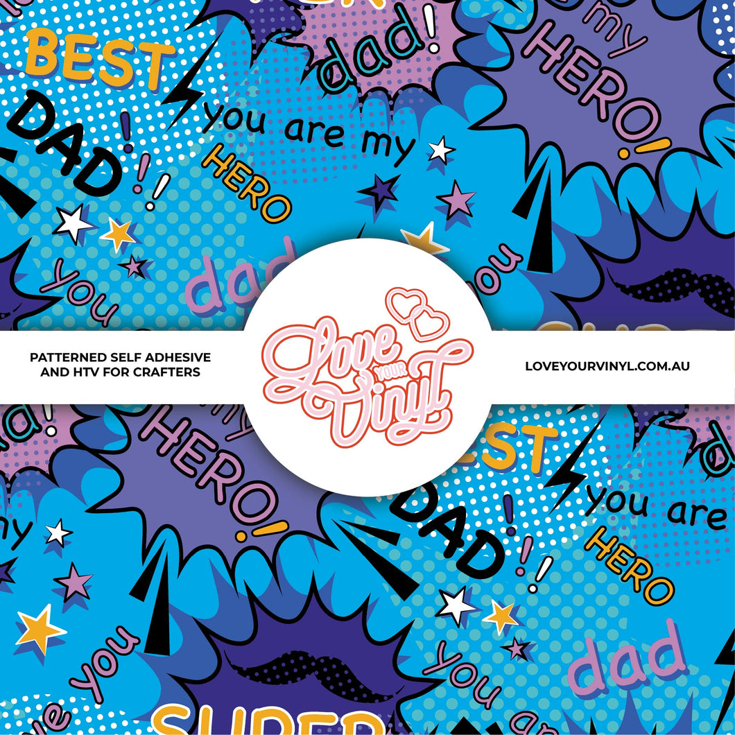 Super Dad Comic Book Patterned Vinyl LYV_343