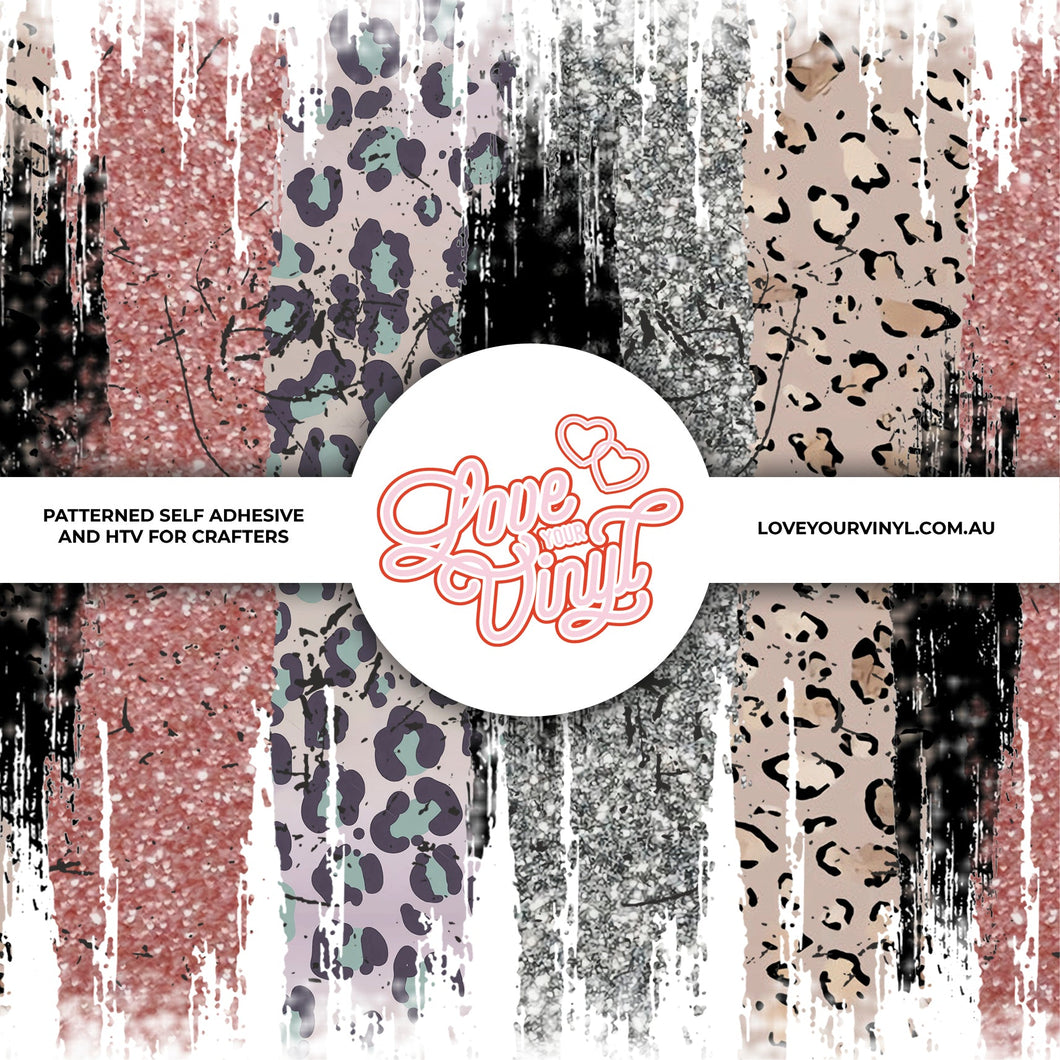 Glitter Animal Print Brush Strokes Patterned Vinyl LYV_358