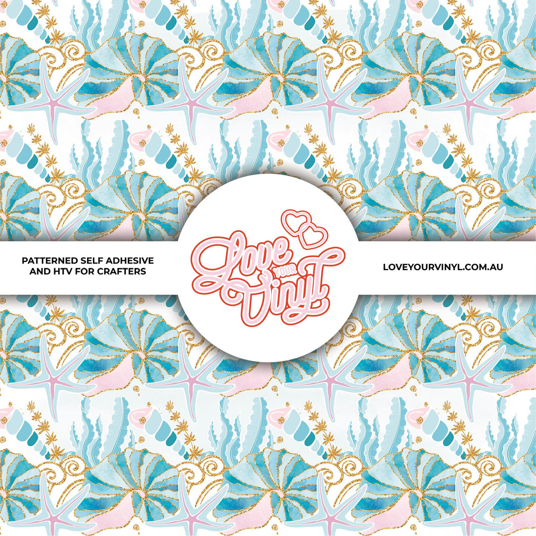 Blue Seashells Patterned Vinyl LYV_375