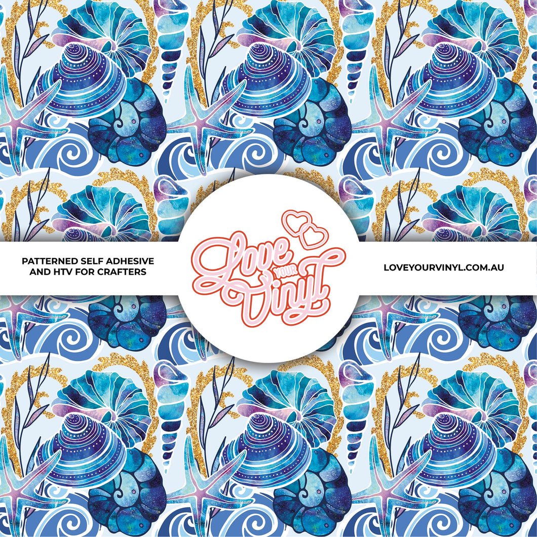 Watercolour Seashells Patterned Vinyl LYV_376