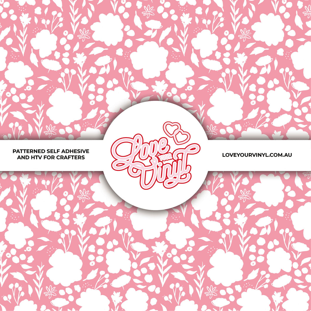 Pink Floral Patterned Vinyl LYV_403
