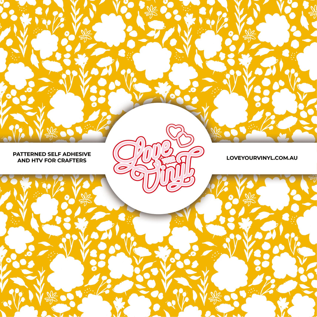 Yellow Floral Patterned Vinyl LYV_405