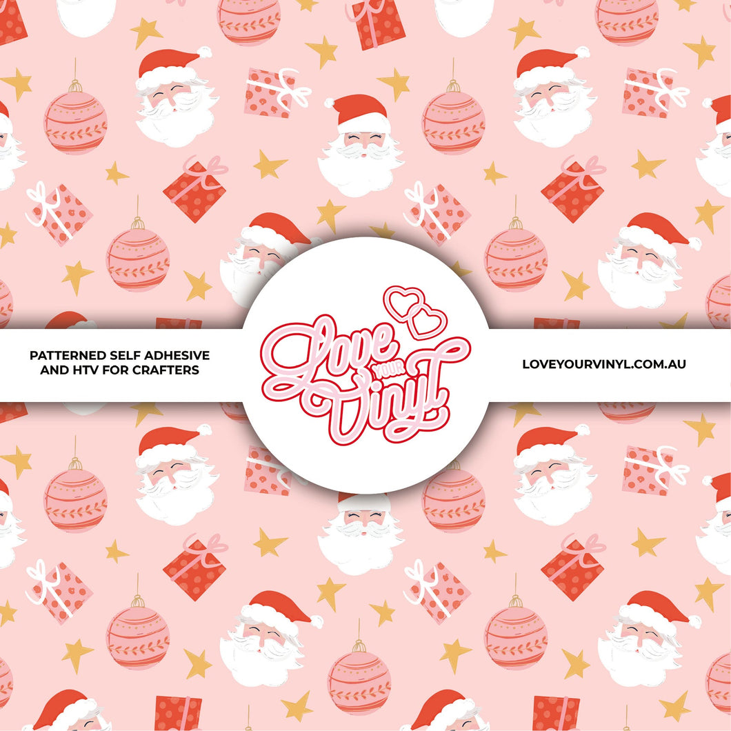 Pink Christmas Santa Patterned Vinyl LYV_413