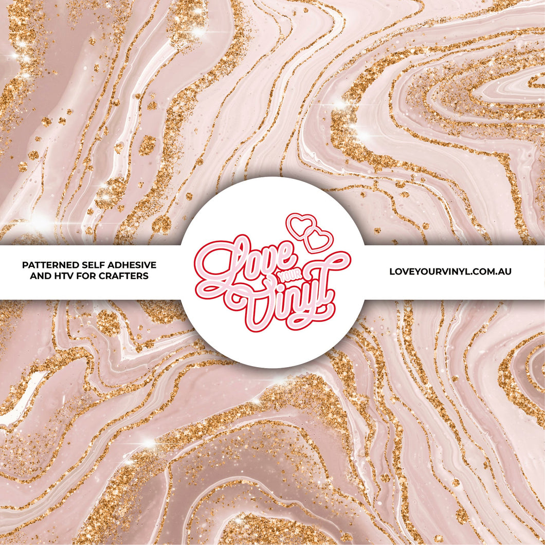 Pink Beige Gold Glitter Marble Patterned Vinyl LYV_426