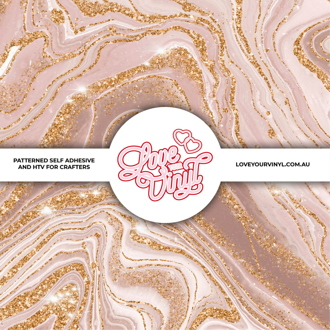 Pink Gold Glitter Marble Patterned Vinyl LYV_431