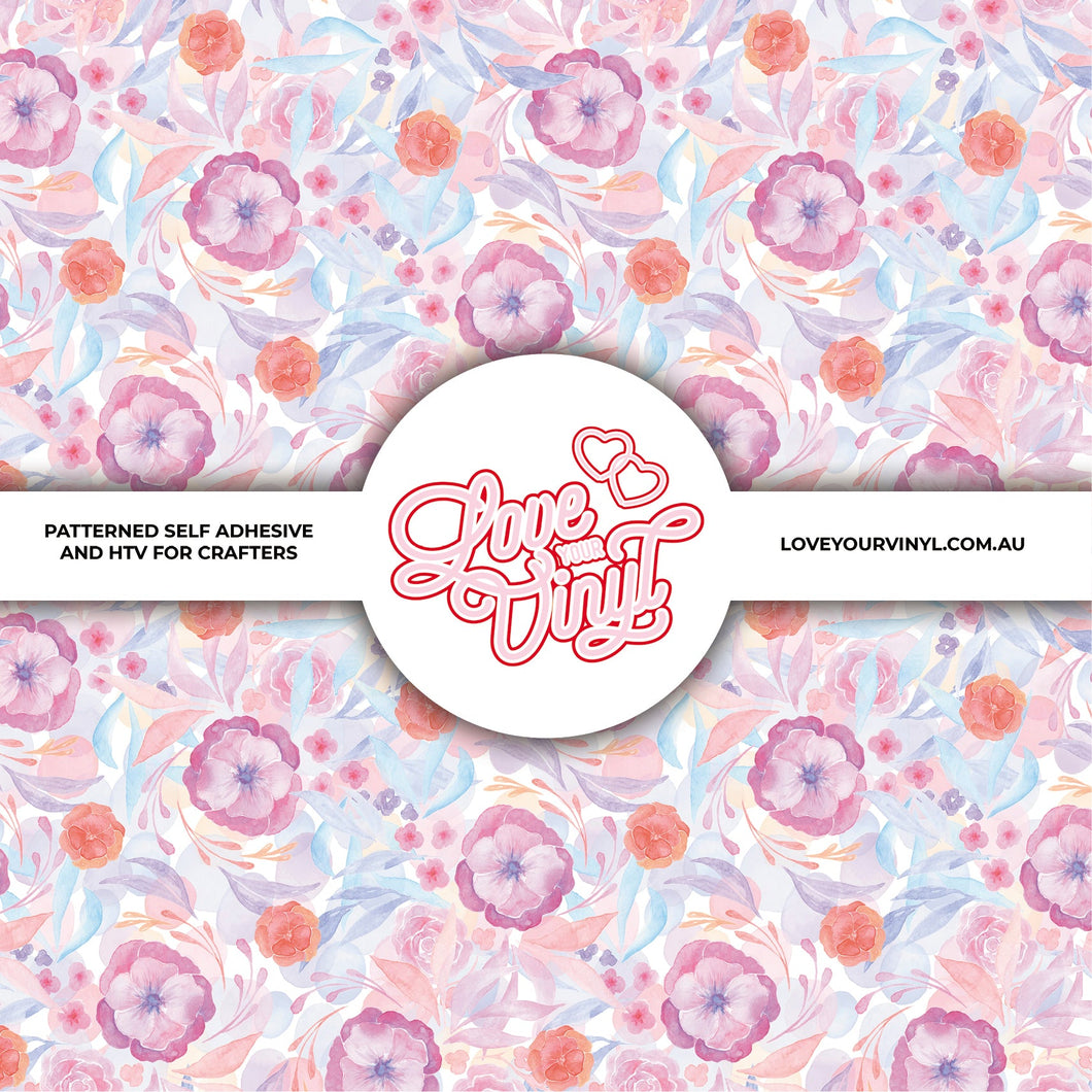 Watercolour Floral Patterned Vinyl LYV_432
