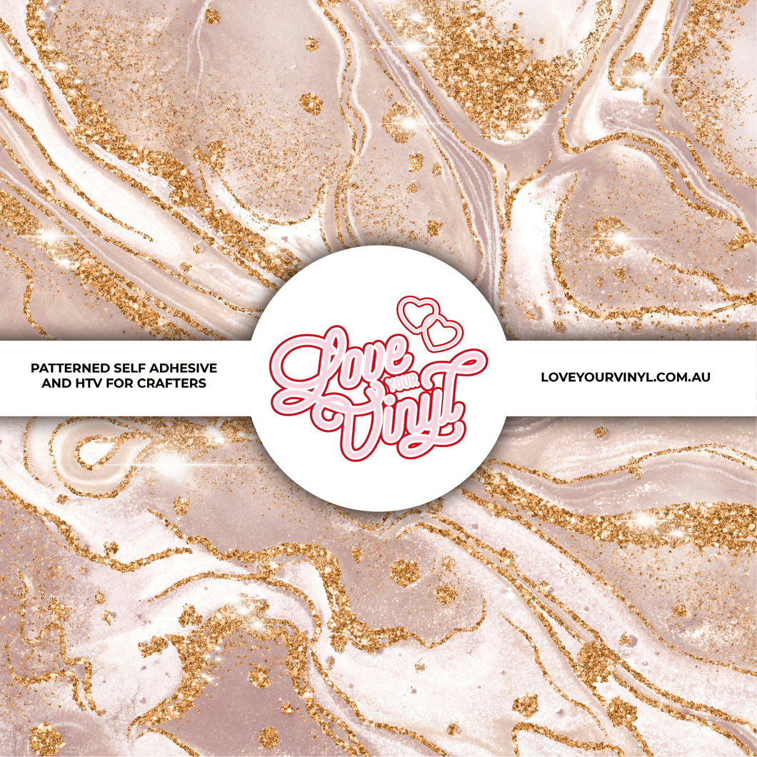 Beige Gold Glitter Marble Patterned Vinyl LYV_435