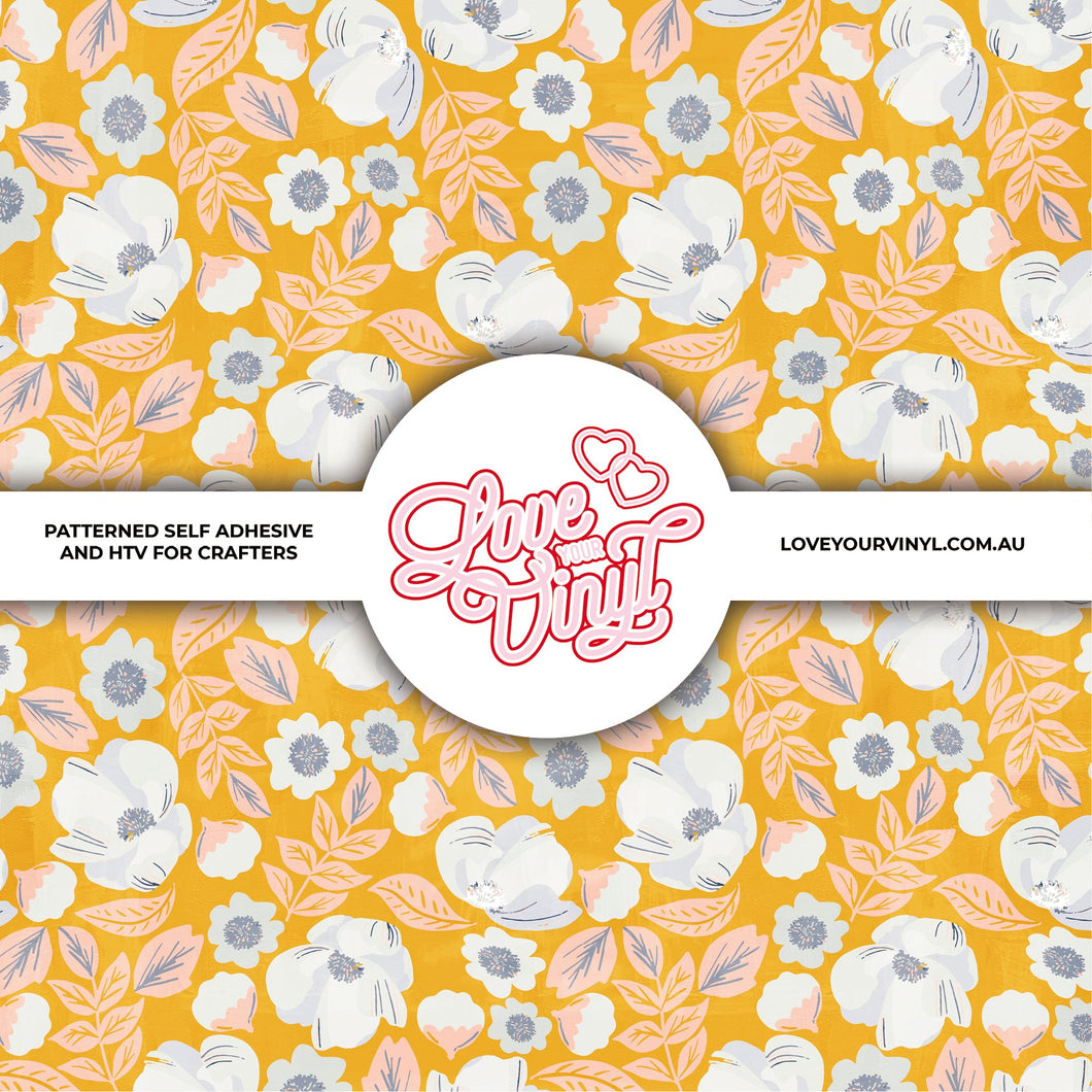 Mustard Floral Patterned Vinyl LYV_447