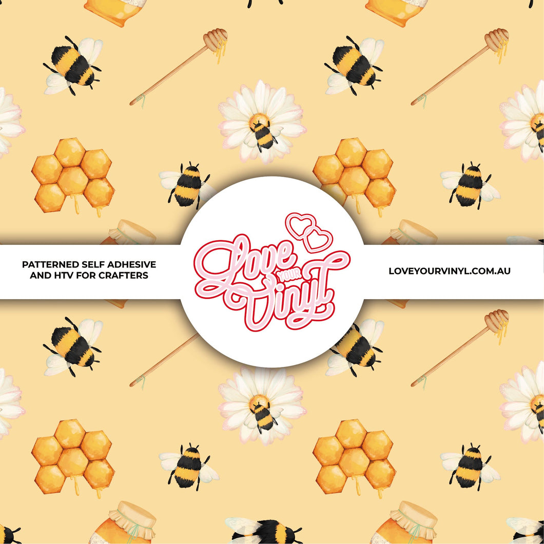 Bees and Honeycomb Patterned Vinyl LYV_451