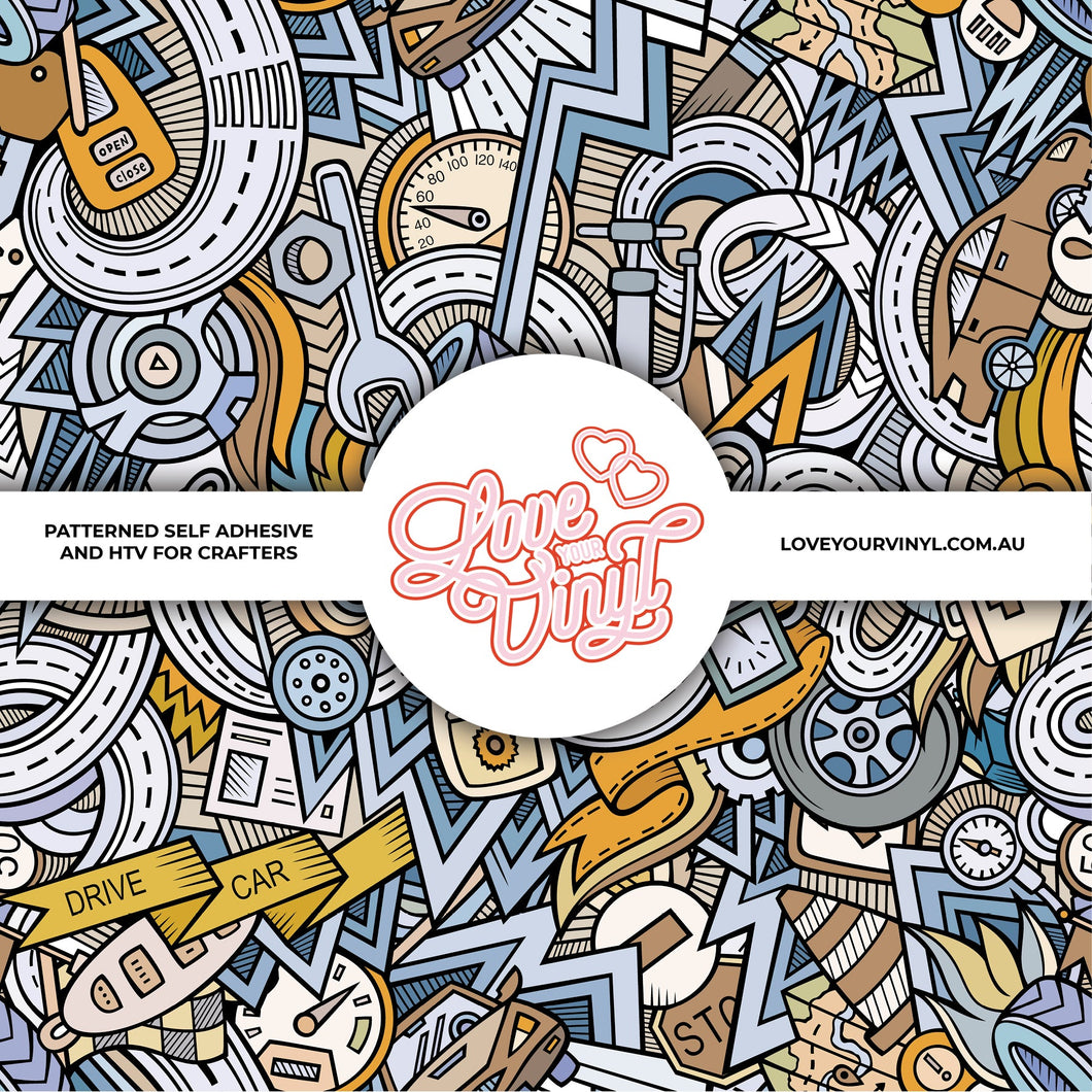 Car Parts Patterned Vinyl LYV_526