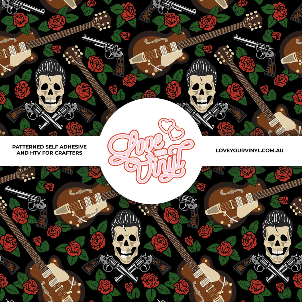 Skulls and Guitars Patterned Vinyl LYV_562