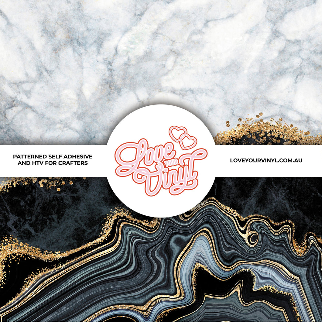 Black Gold Marble Patterned Vinyl LYV_592