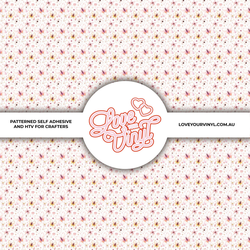 Pink And Yellow Butterflies Patterned Vinyl LYV_646