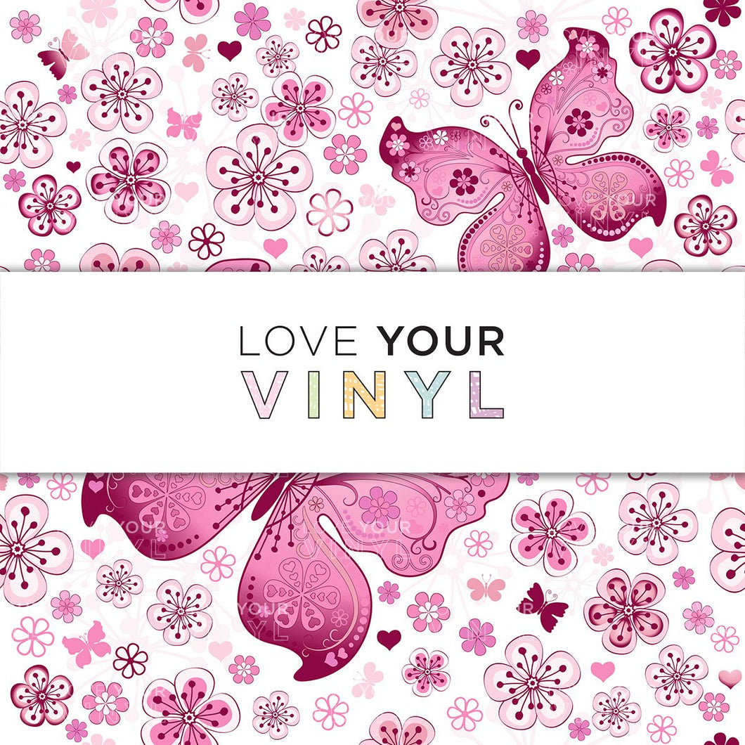 Pink Butterflies Floral Patterned Vinyl LYV_707