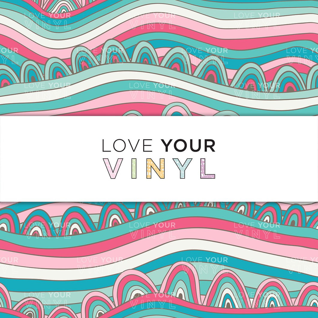 Green Pink Abstract Patterned Vinyl LYV_727