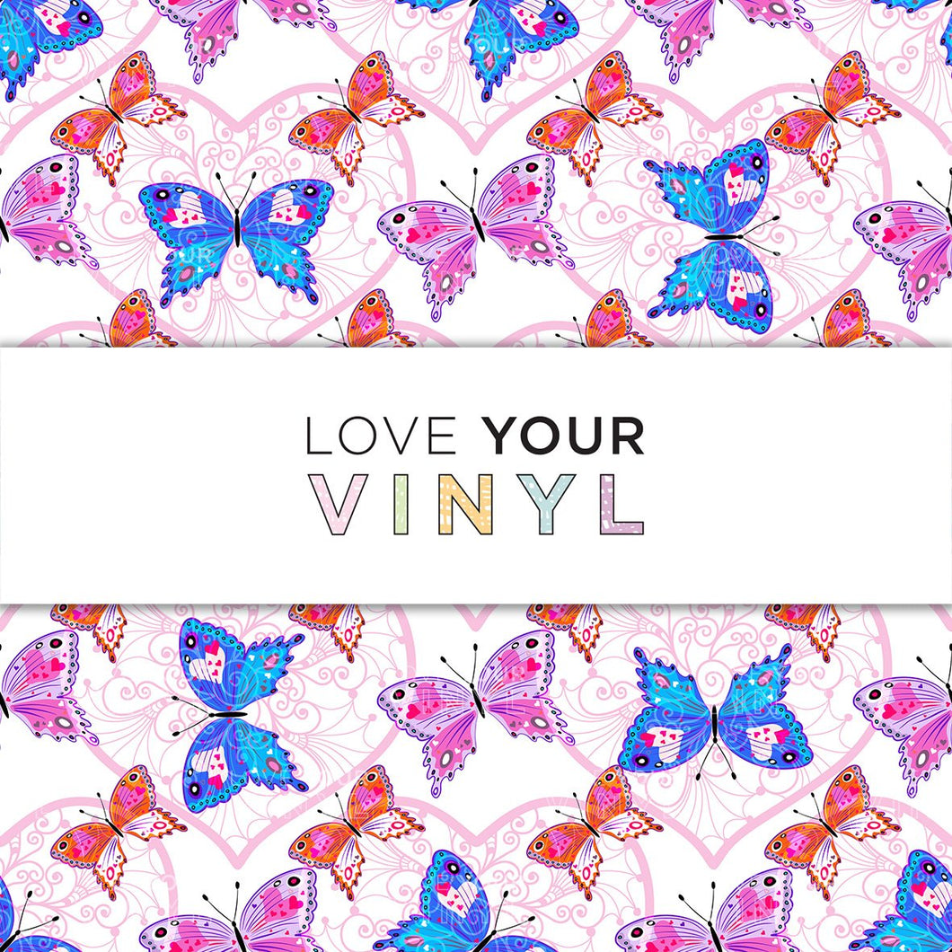 Blue and Pink Butterfly Patterned Vinyl LYV_731