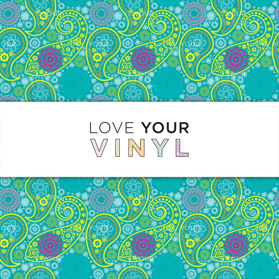 Blue Green Paisley Patterned Vinyl LYV_834