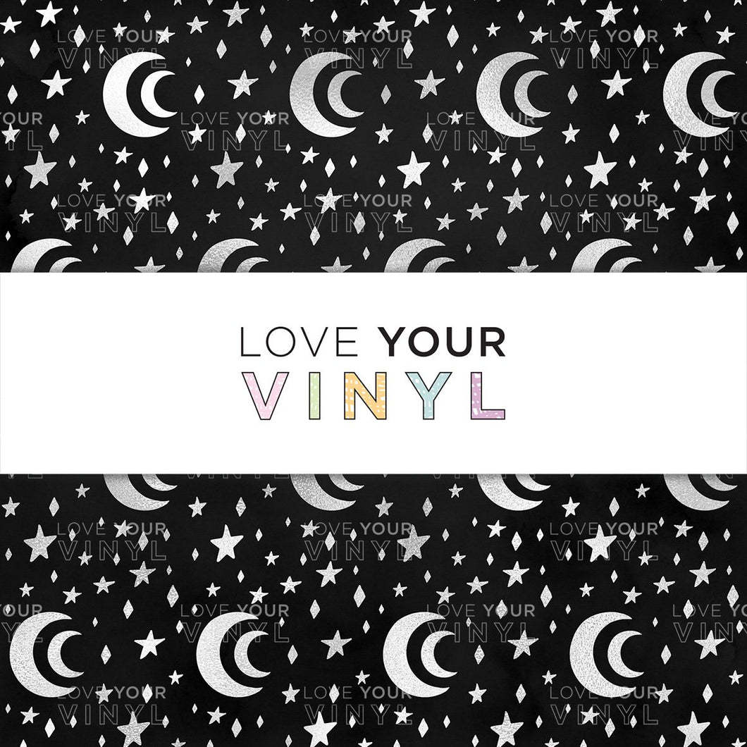 Monochrome Moon and Stars Patterned Vinyl LYV_864