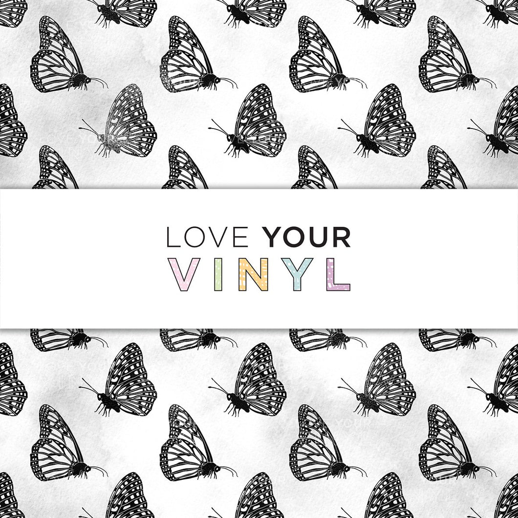 Monochrome Butterflies Patterned Vinyl LYV_865