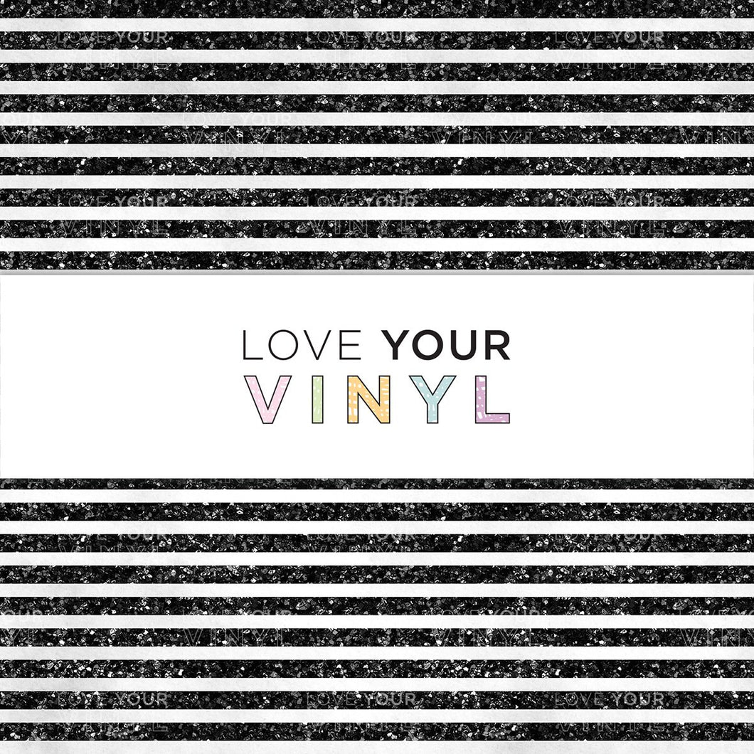 Monochrome Glitter Stripes Patterned Vinyl LYV_867