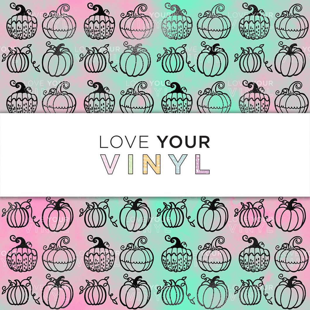 Halloween Pumpkins Pink Green Patterned Vinyl LYV_885