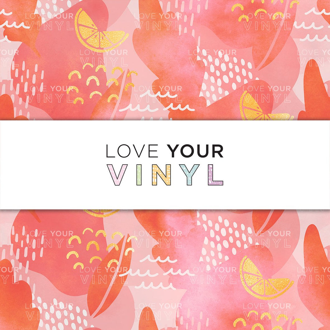 Abstract Pink Orange Yellow Fruit Patterned Vinyl LYV_901