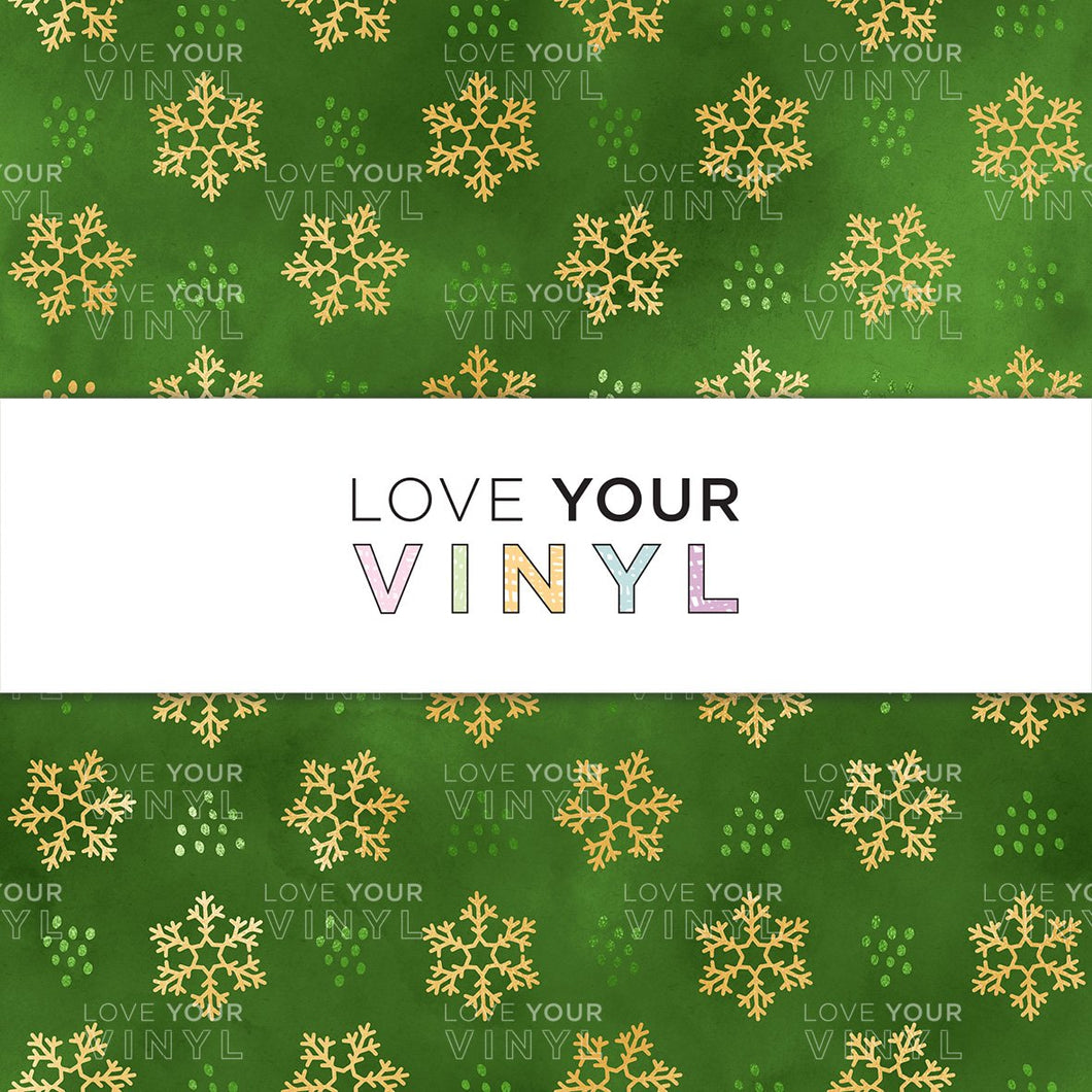 Green Christmas Snowflakes Patterned Vinyl LYV_951