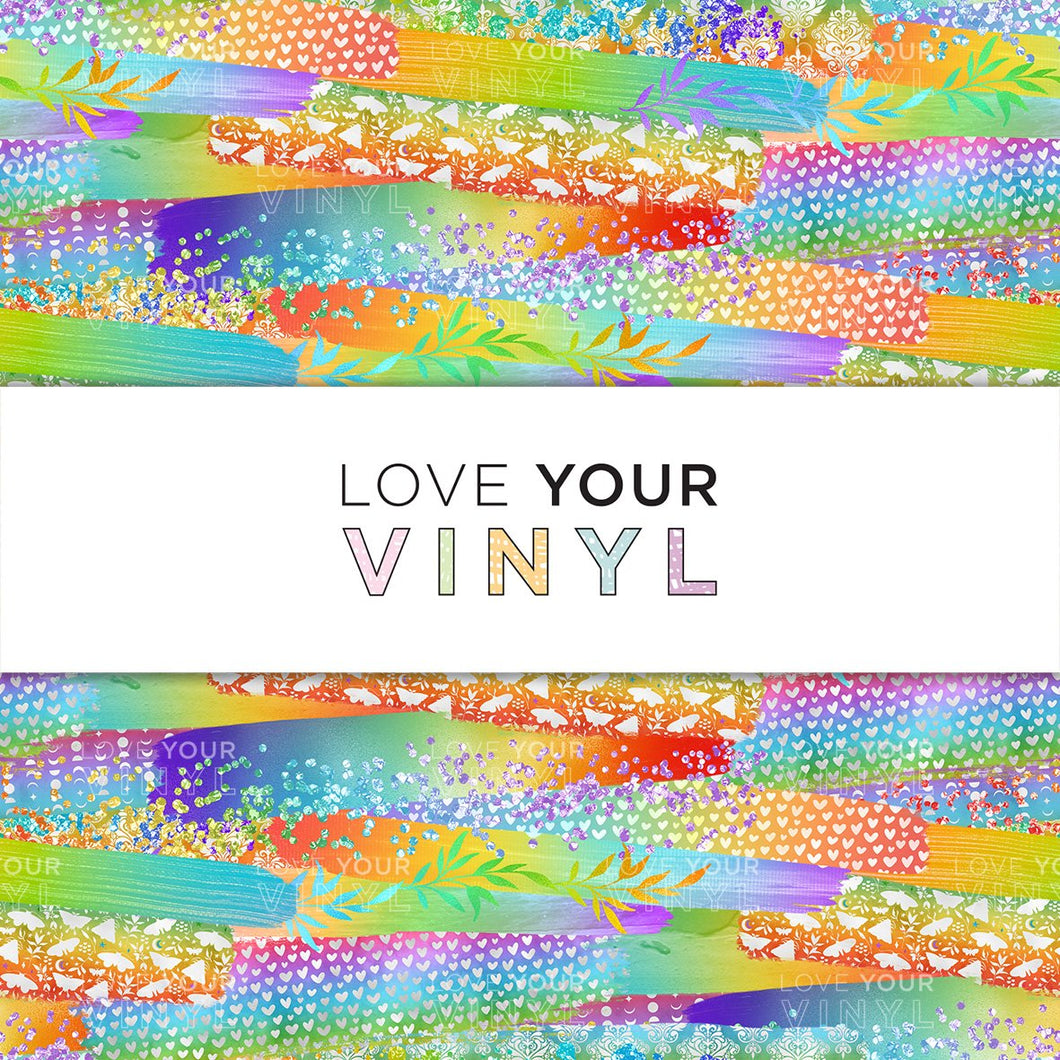 Rainbow Brush Strokes Patterned Vinyl LYV_991