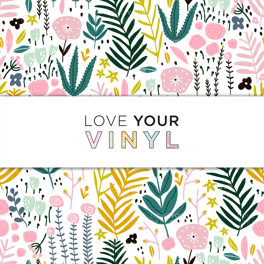 Abstract Retro Floral Patterned Vinyl LYV_1112