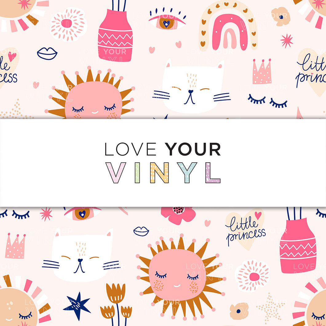 Kids Pastel Pink Illustrations Patterned Vinyl LYV_1130