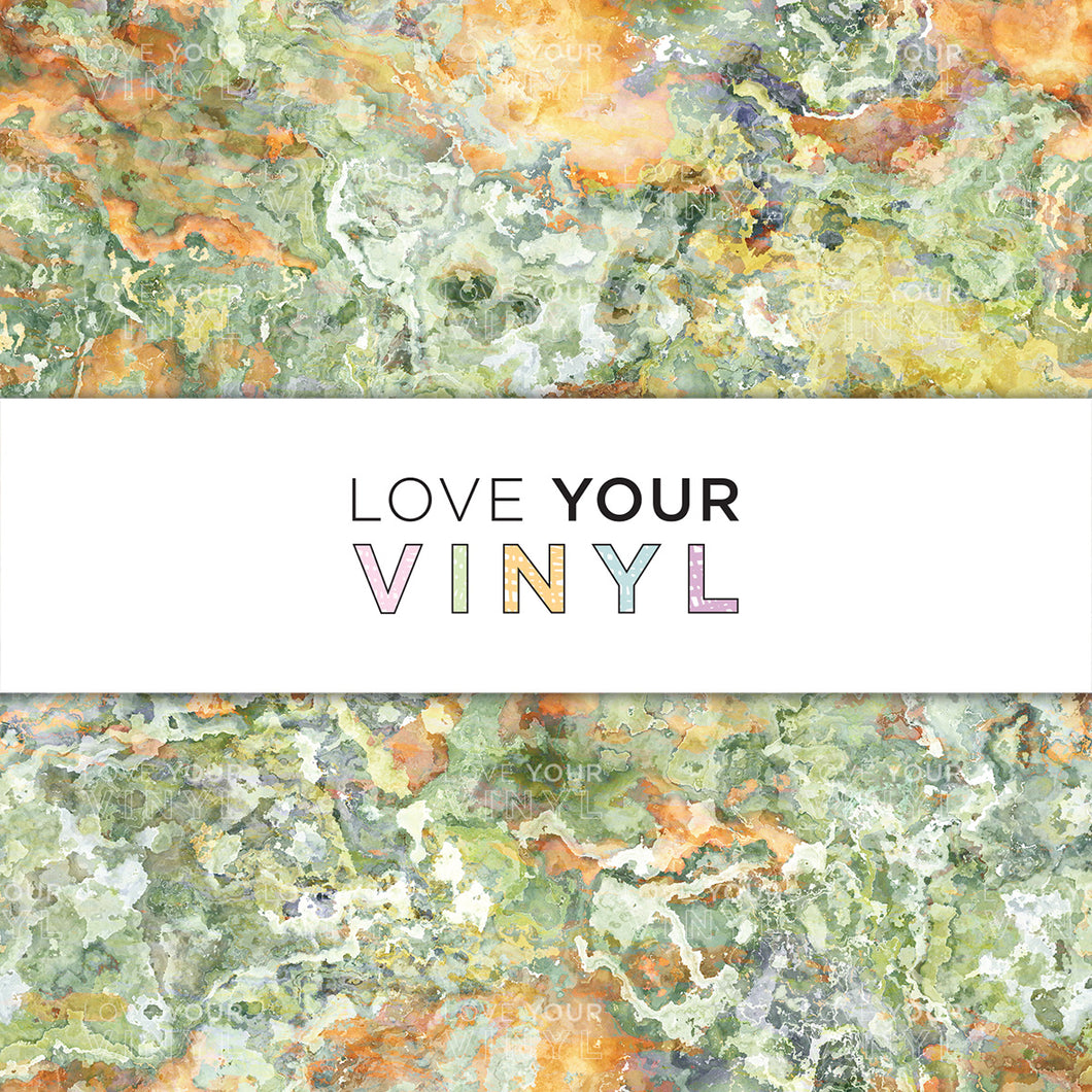 Orange and Green Marble Watercolour Patterned Vinyl LYV_1174