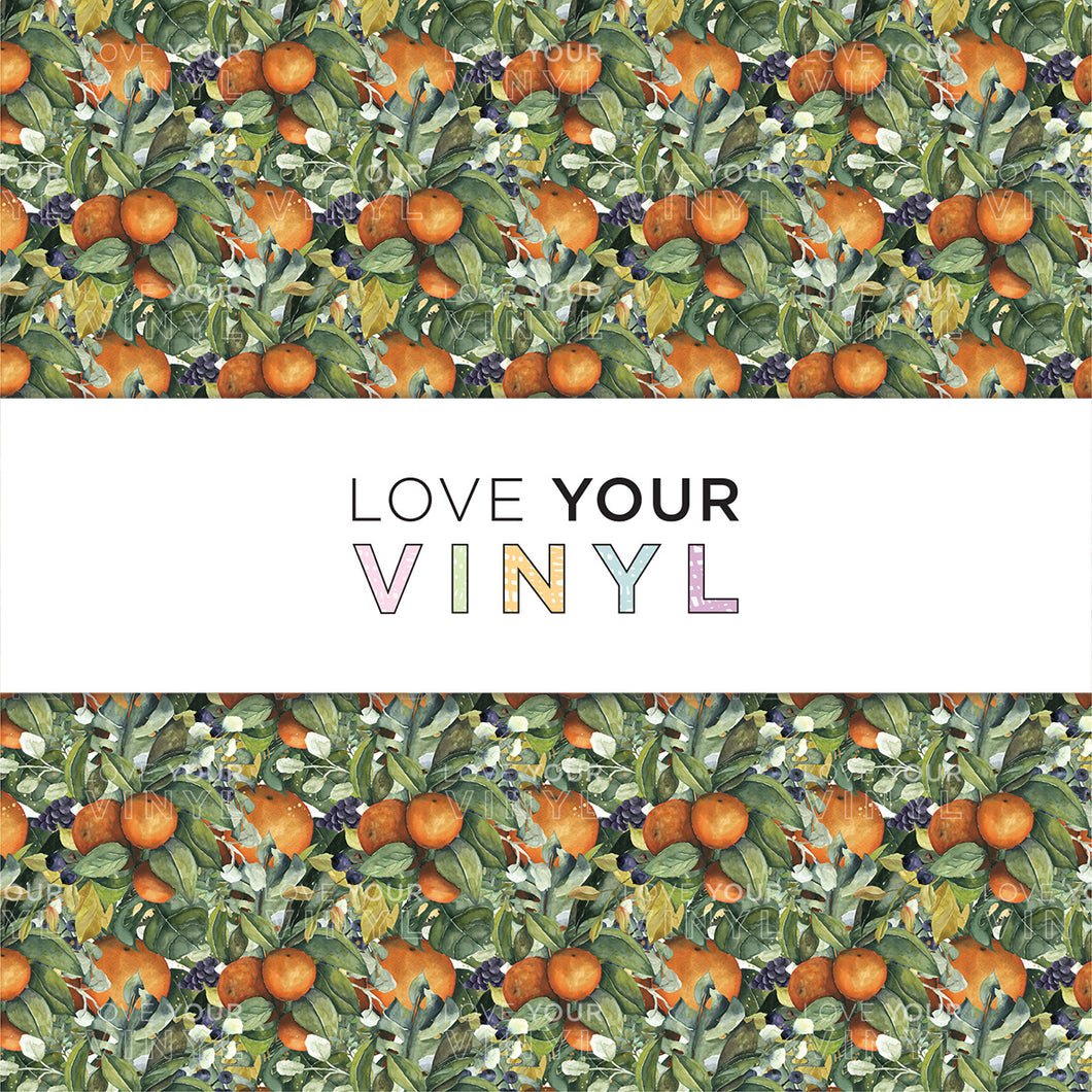 Orange Fruit and Leaves Patterned Vinyl LYV_1176