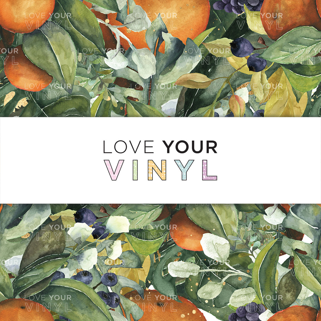 Orange and Leaves Patterned Vinyl LYV_1178