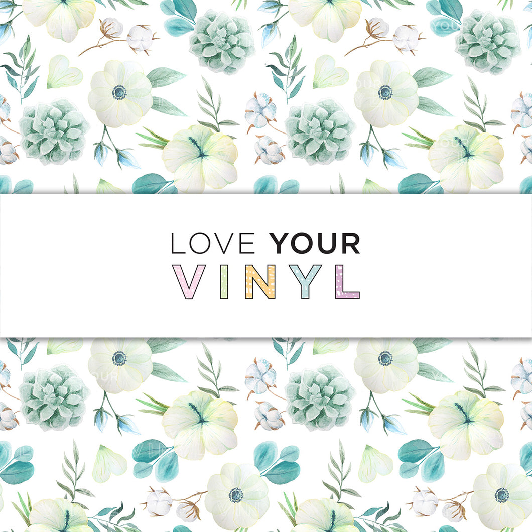Green Floral Patterned Vinyl LYV_1248