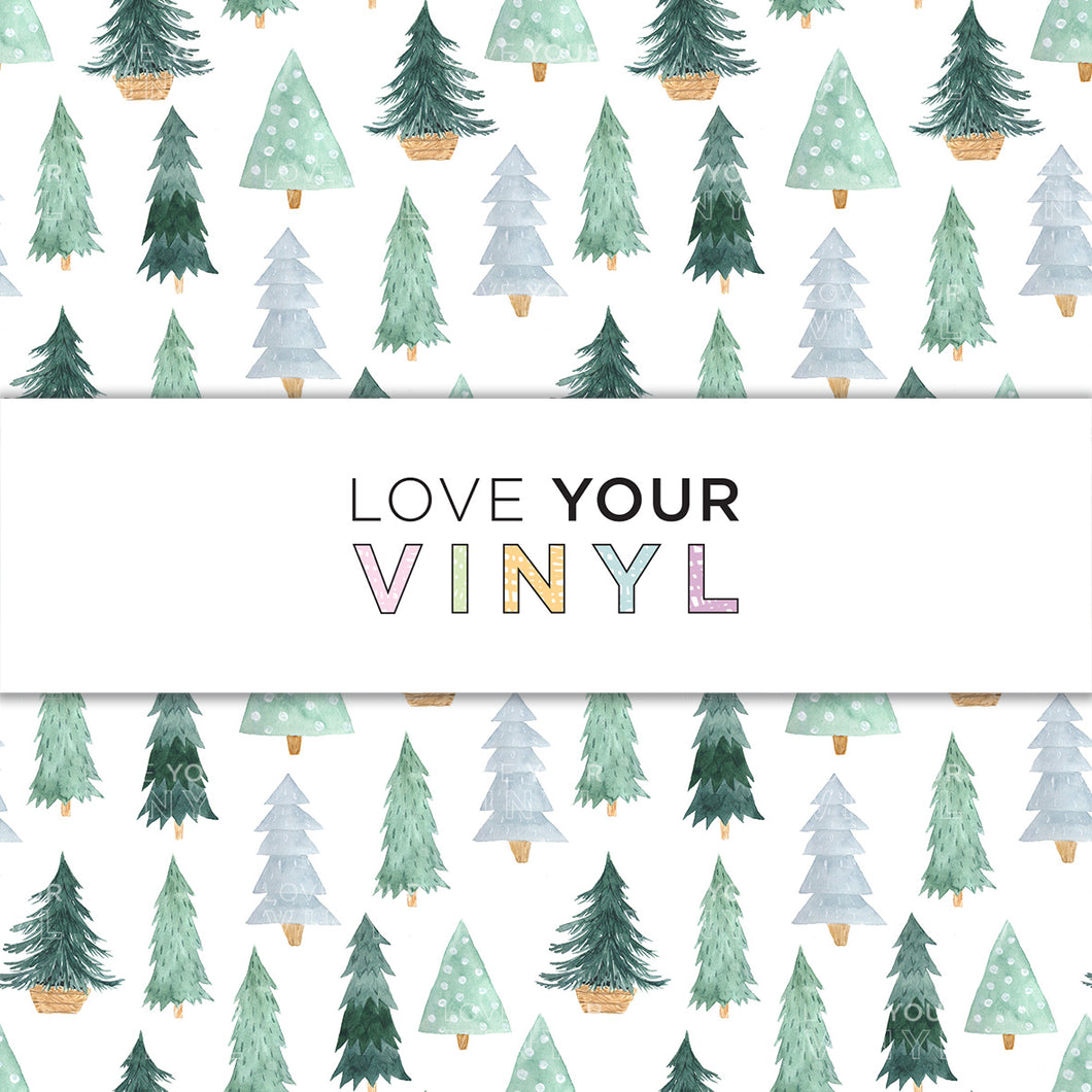 Watercolour Christmas Tree Patterned Vinyl LYV_1251