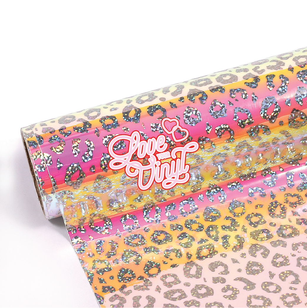 Peachy Keen Leopard Opal Holographic Self Adhesive Craft Vinyl