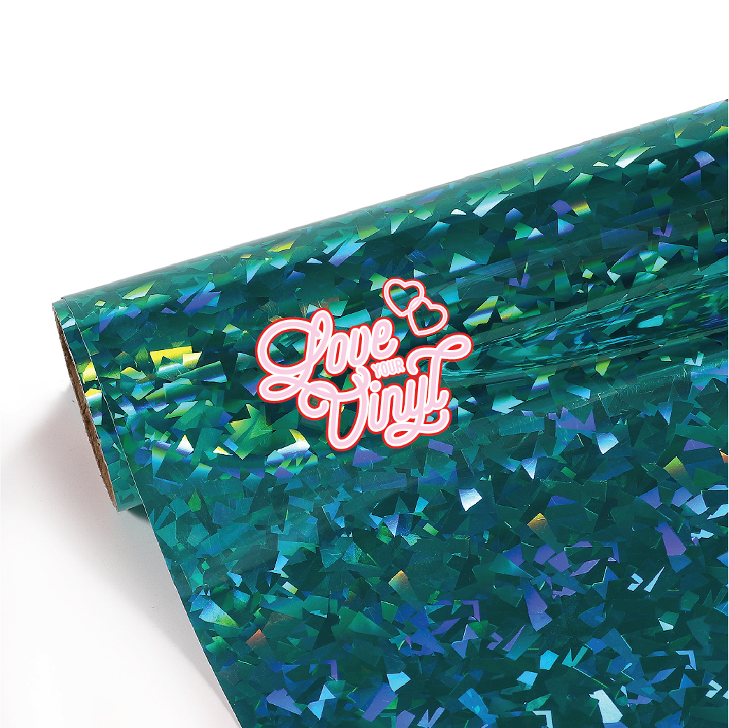 Turquoise Crystal Holographic Self Adhesive Craft Vinyl